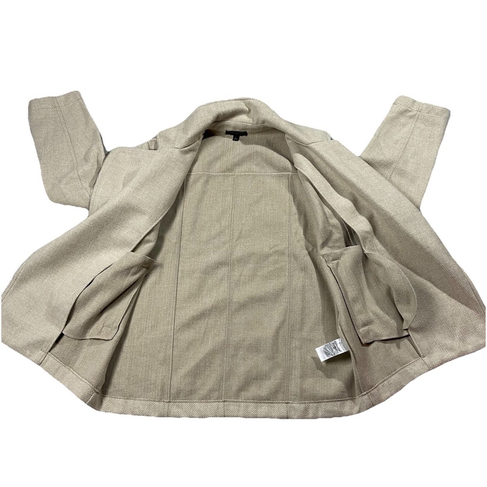 Banana Republic Beige Herringbone Moto Jacket Mid-weight Classic Preppy Womens L - Picture 5 of 8